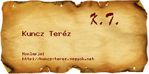 Kuncz Teréz névjegykártya